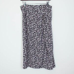 Abercrombie & Fitch Womens Floral Twist High Slit Midi Skirt Size L Dainty Fairy